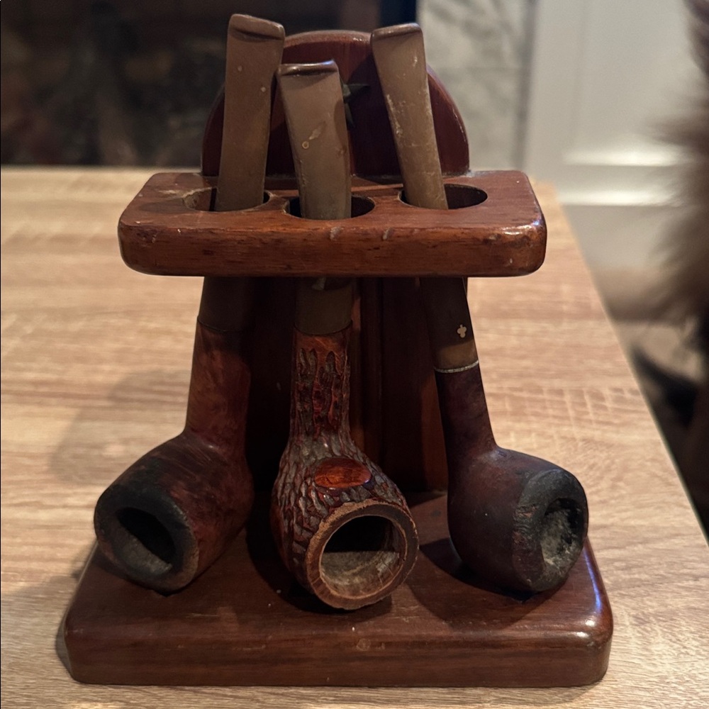 Vintage Wooden Tobacco Pipe Rack
